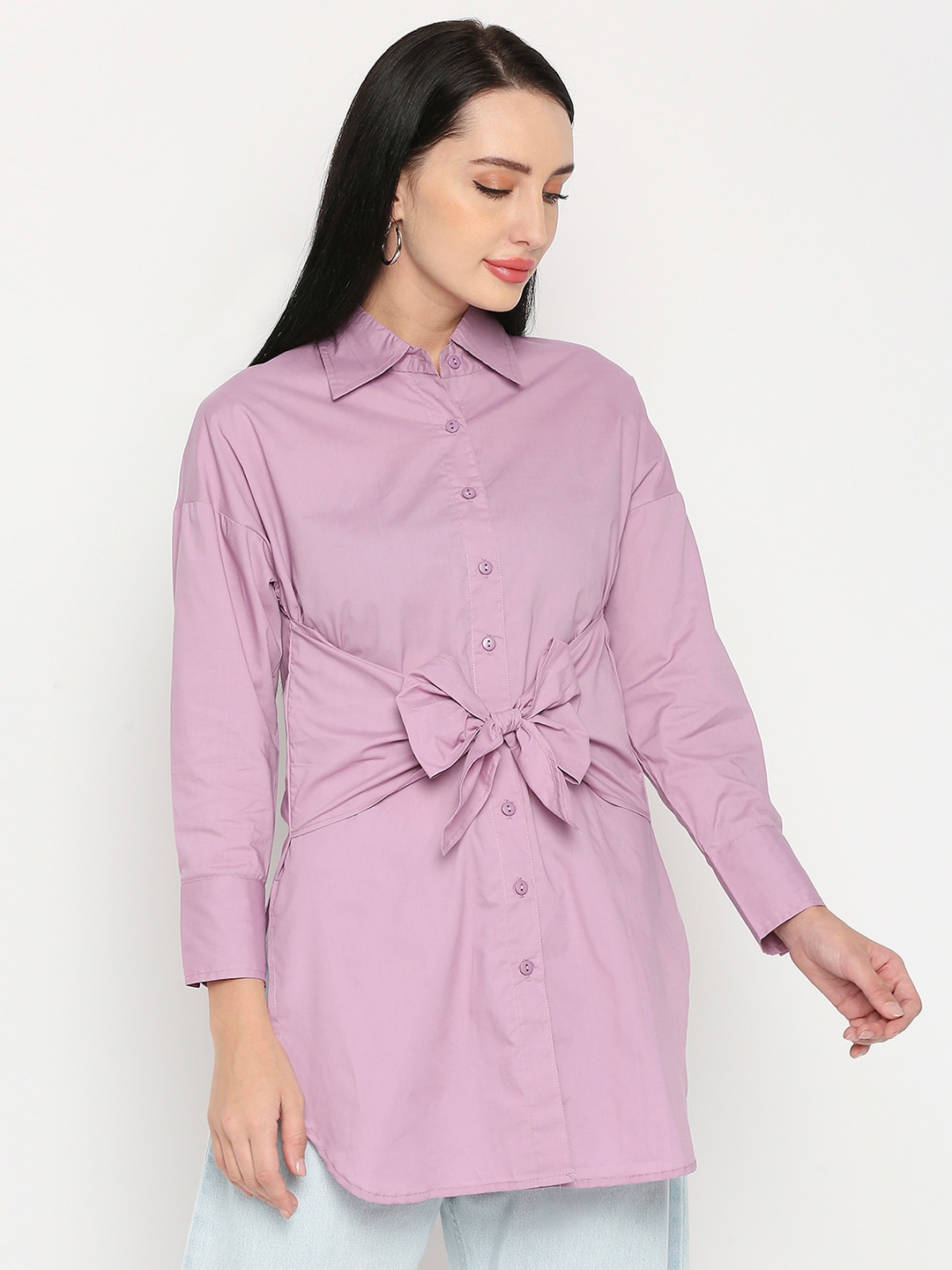

Remanika Women Comfort Longline Cotton Casual Shirt, Pink