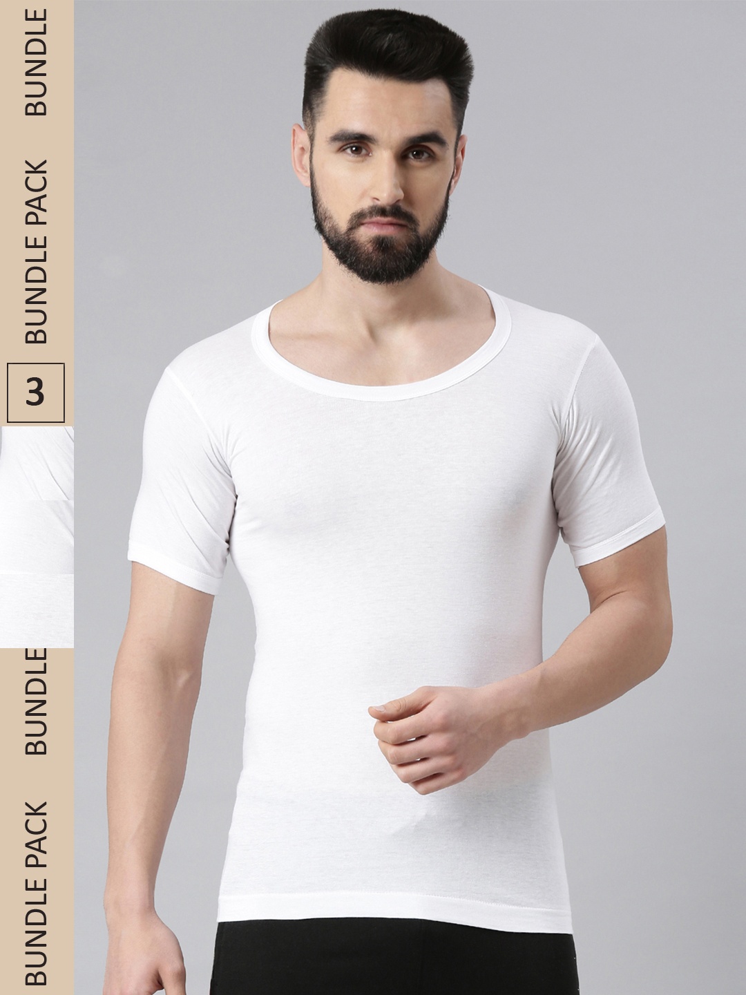 

Force NXT Pack of 3 White Assorted Innerwear Vests MNFF-142-po3