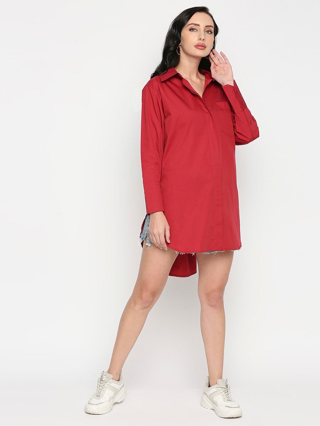 

Remanika Women Comfort Cotton Casual Shirt, Red