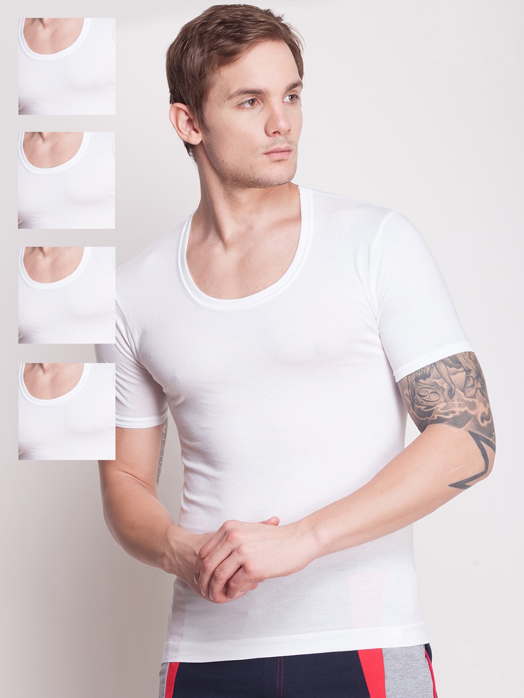 

Force NXT Pack of 5 White Assorted Innerwear Vests MNFF-142-po5