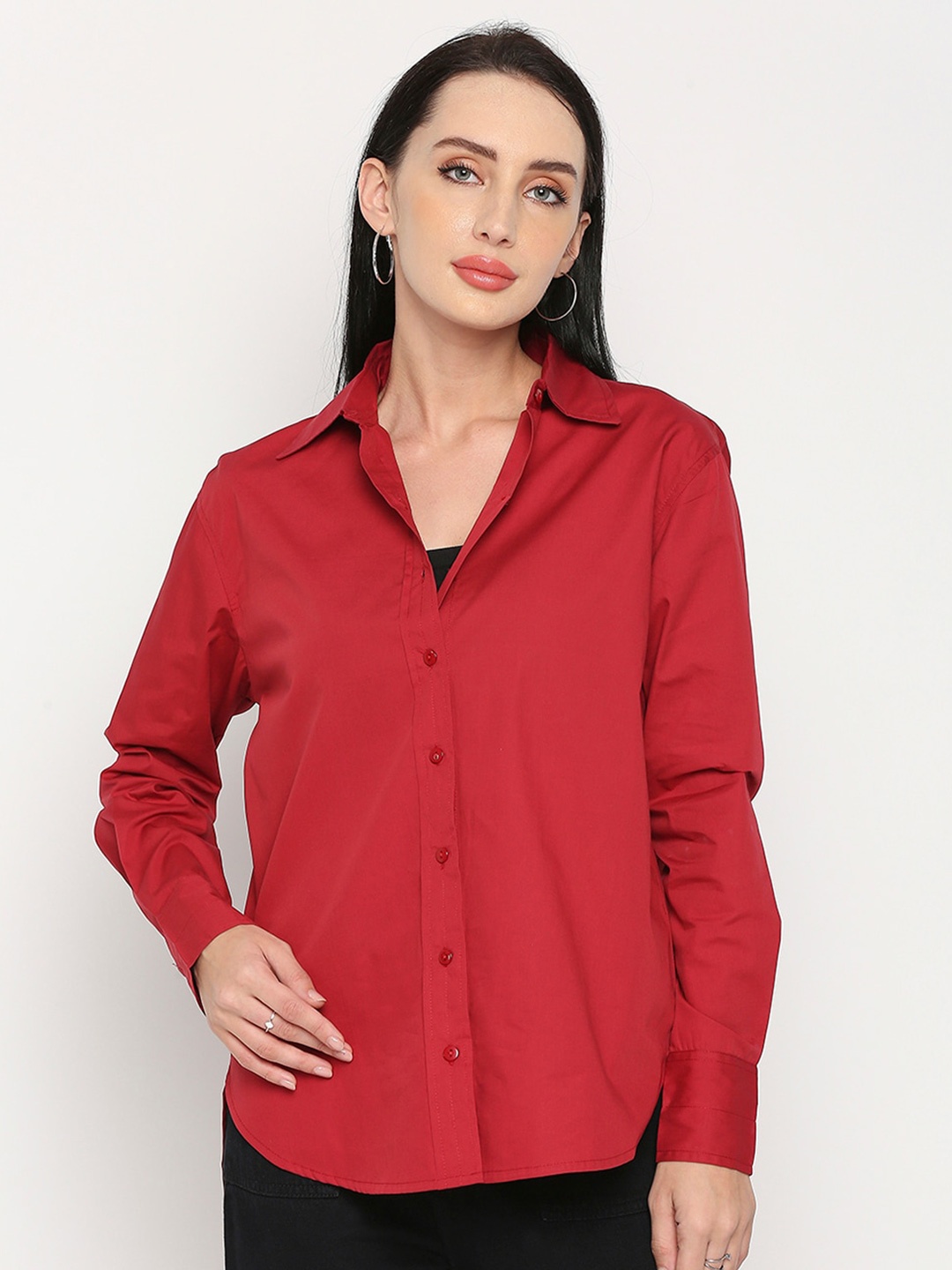 

Remanika Women Comfort Cotton Casual Shirt, Red