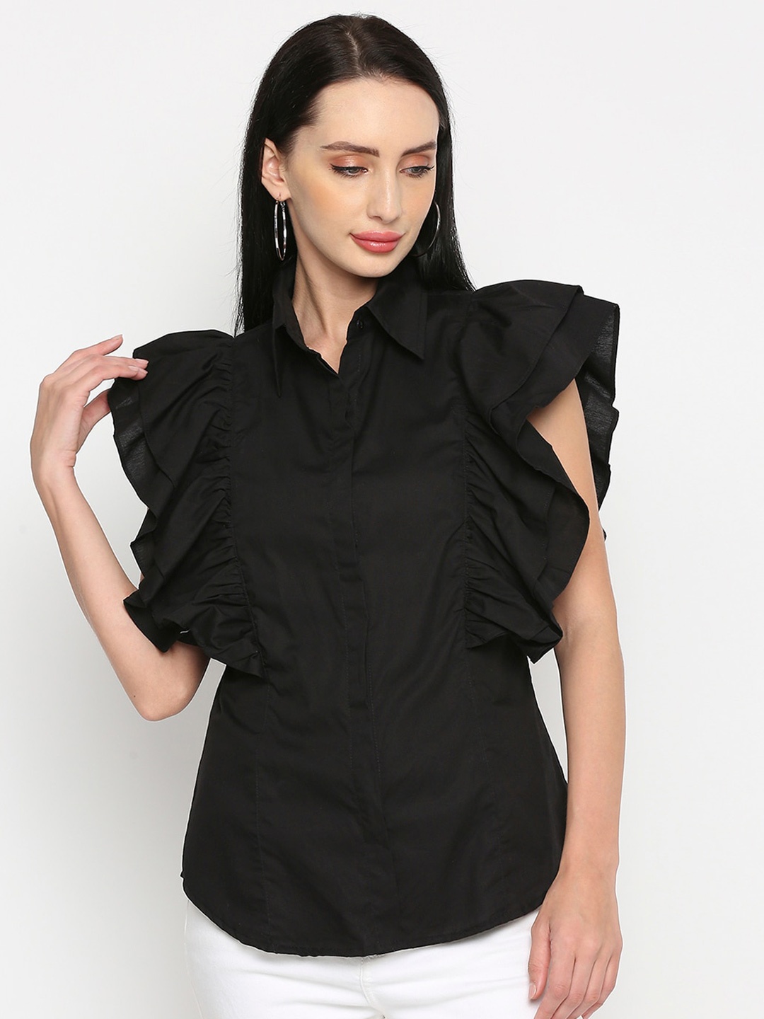 

Remanika Women Comfort Cotton Casual Shirt, Black