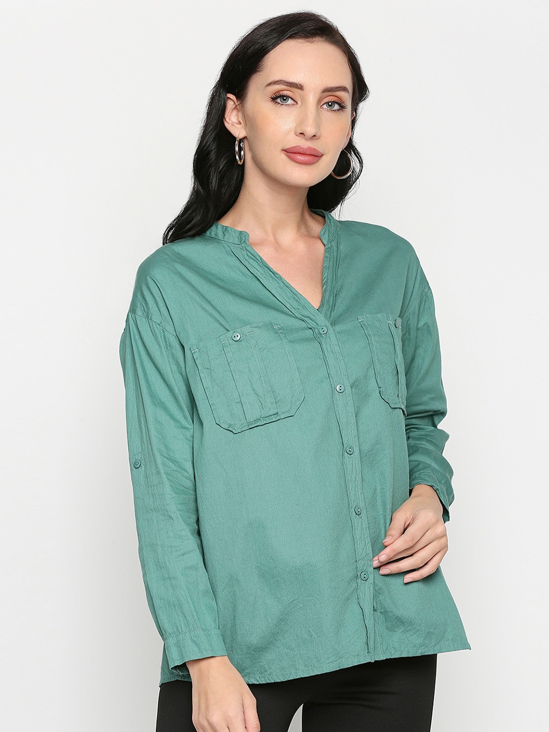 

Remanika Women Comfort Casual Cotton Shirt, Green