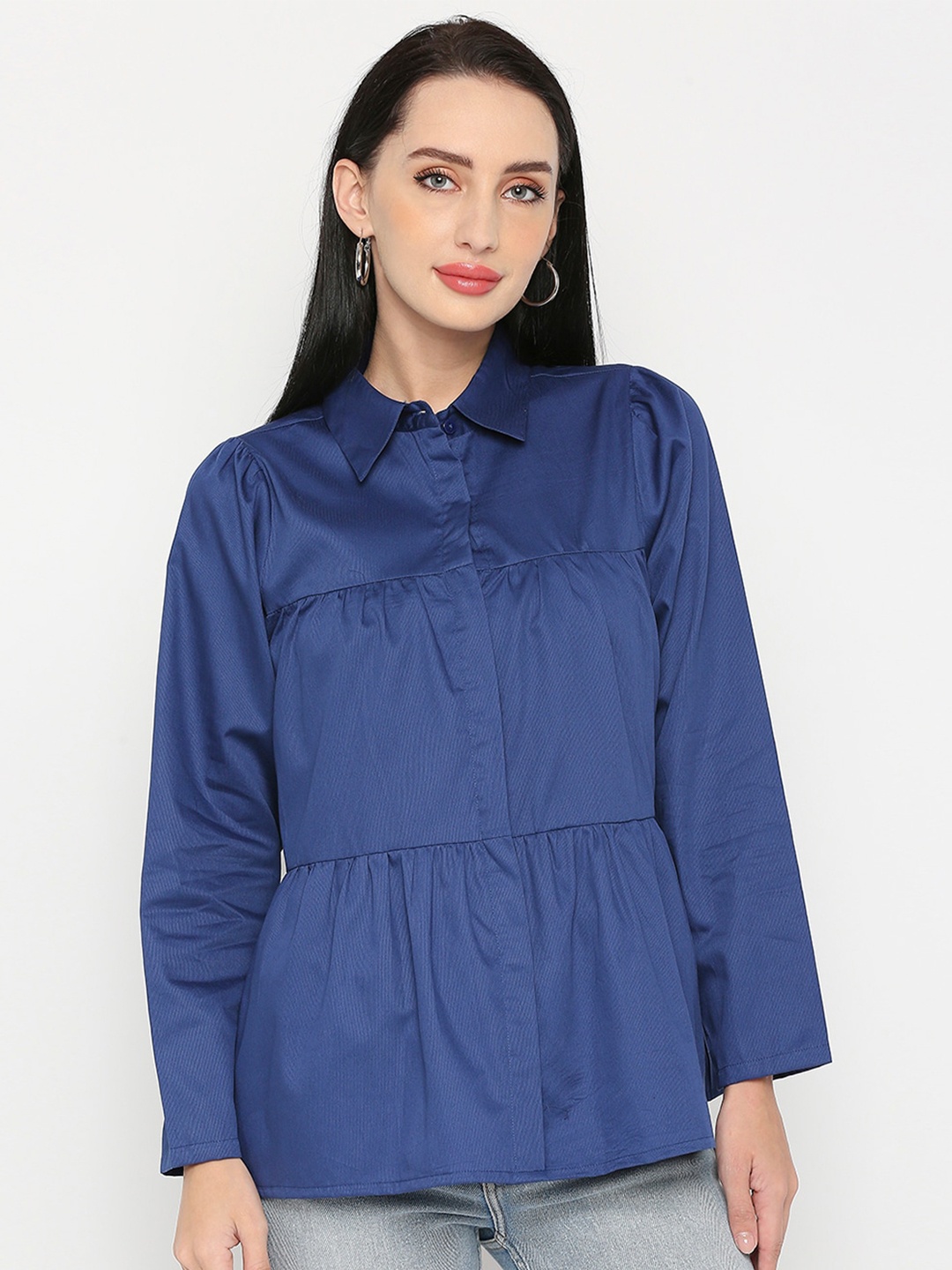 

Remanika Women Comfort Casual Cotton Shirt, Blue