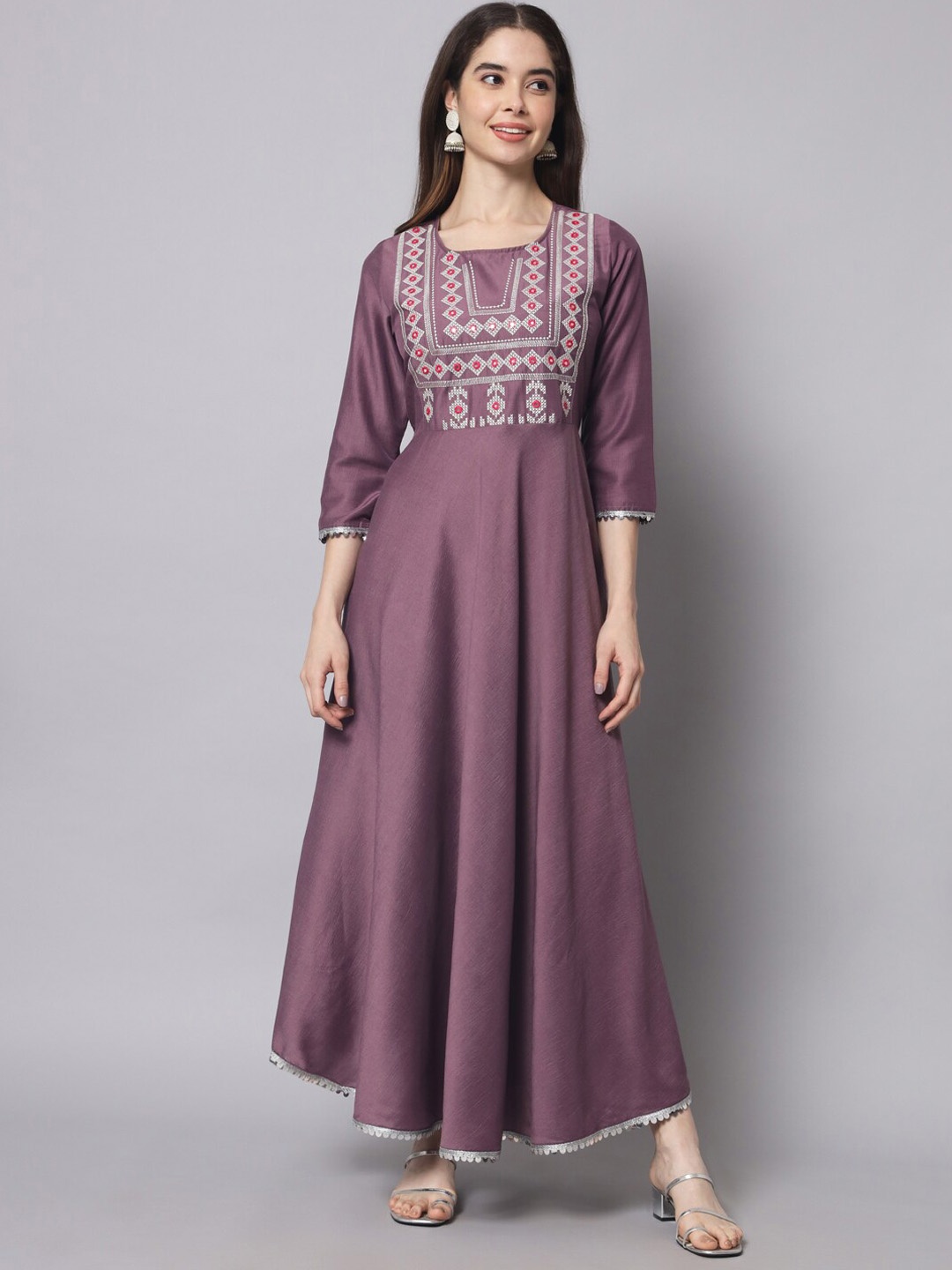 

Myshka Embroidered Anarkali Ethnic Dresses, Mauve
