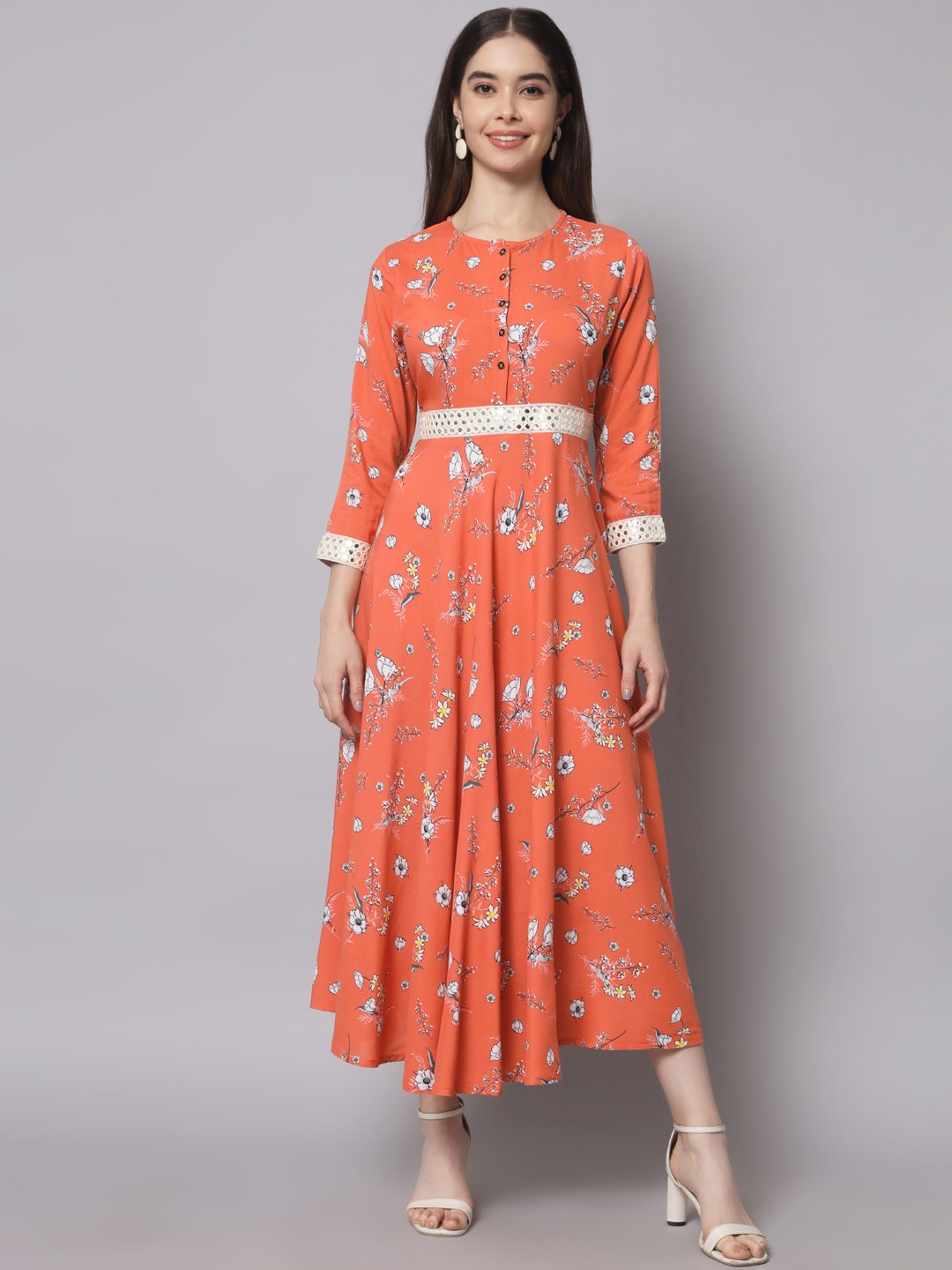 

Myshka Floral Maxi Maxi Dress, Orange