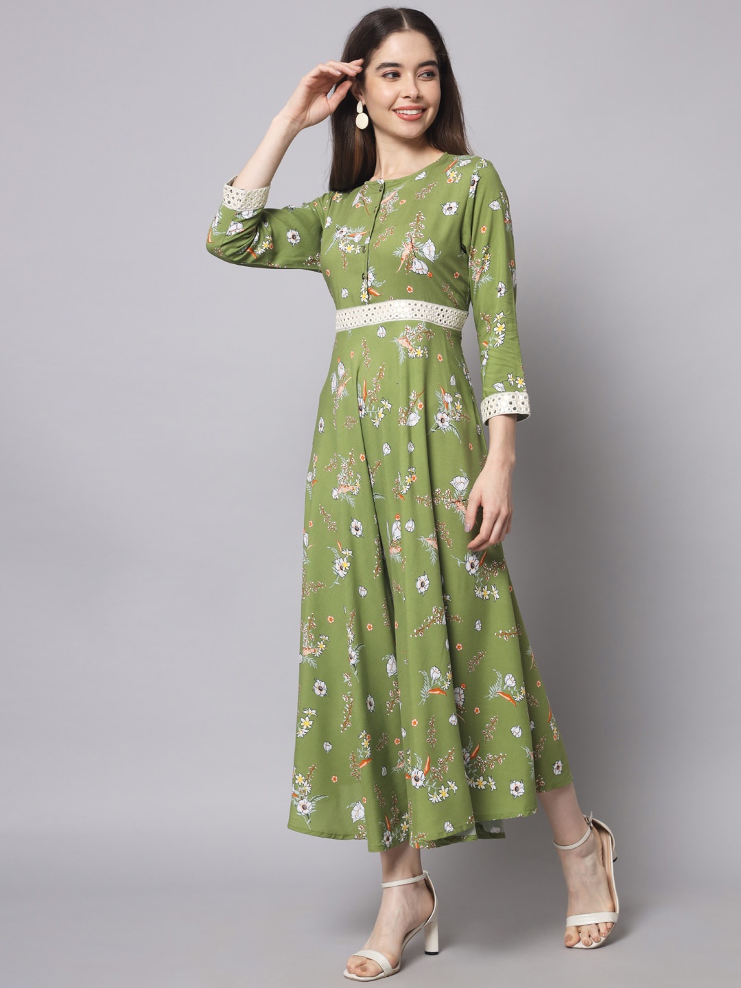 Myshka Floral Maxi Maxi Dress, Green - buy at the price of $10.85 in ...
