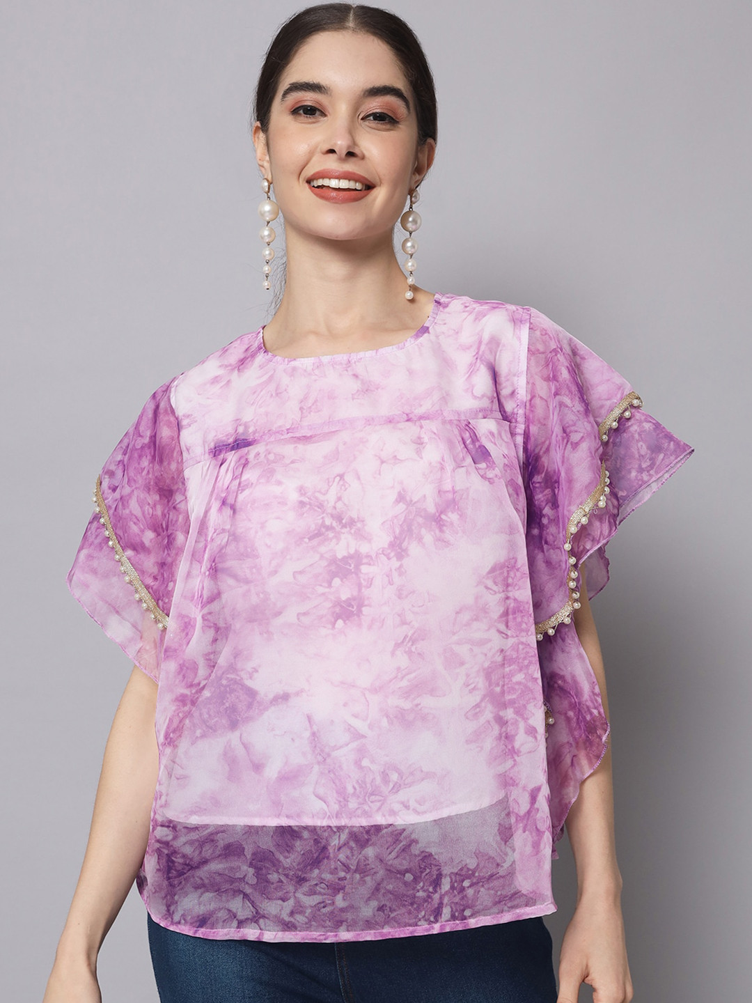

Myshka Tie and Dye Round Neck Top, Purple