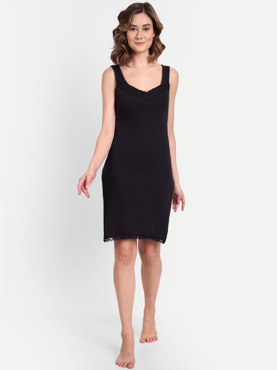 

BLAZON Women Pure Cotton Longline Slip, Black