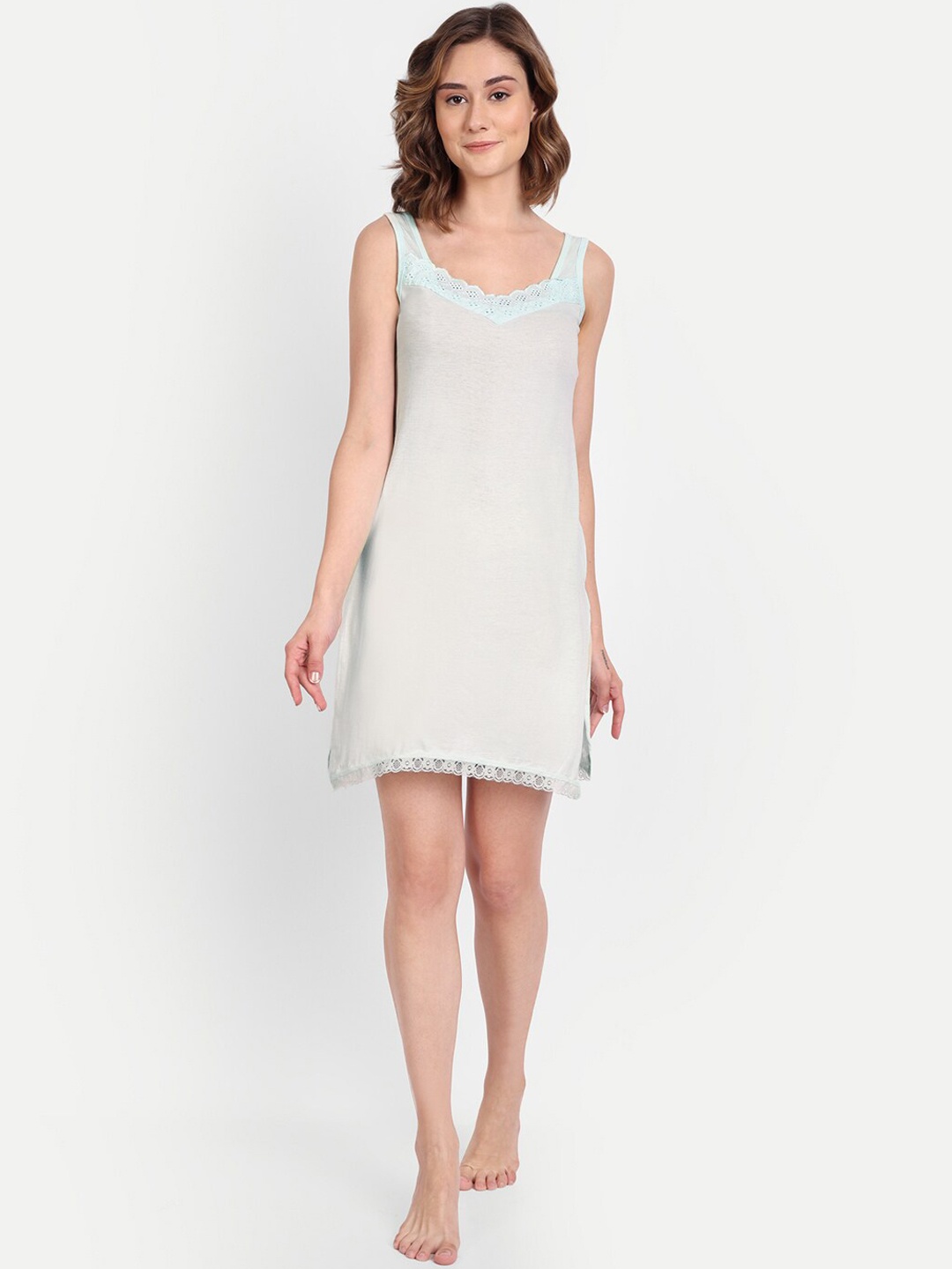 

BLAZON Knee Length Cotton Camisoles, Sea green