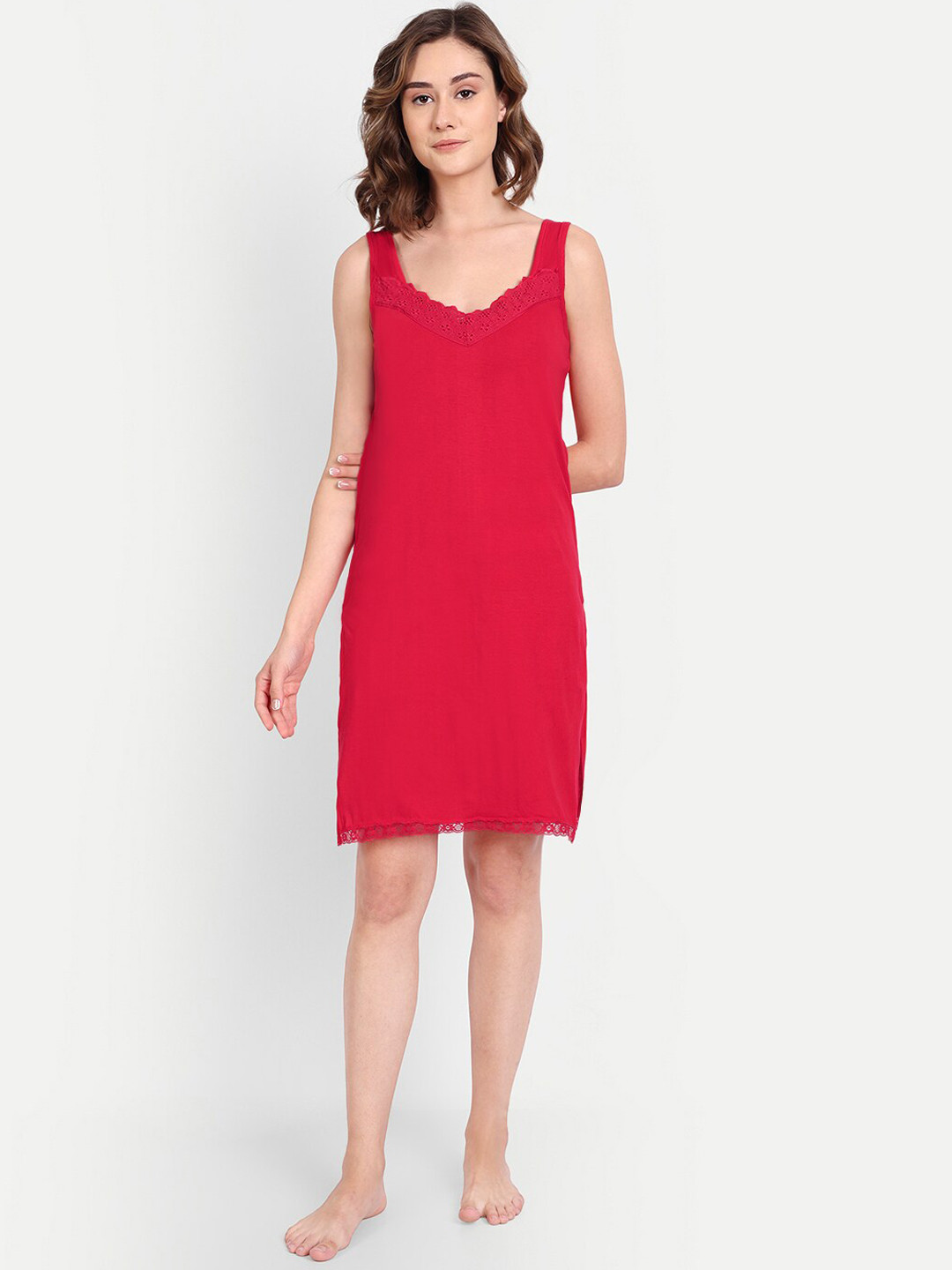 

BLAZON Knee Length Cotton Camisoles, Red