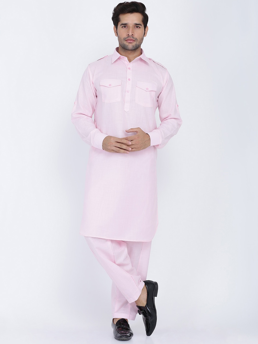 

ROYAL KURTA Men Pure Cotton Kurta With Trousers, Pink