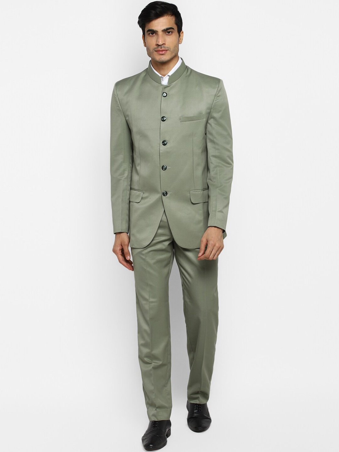 

ROYAL KURTA Men Bandhgala 2-Piece Suit, Green