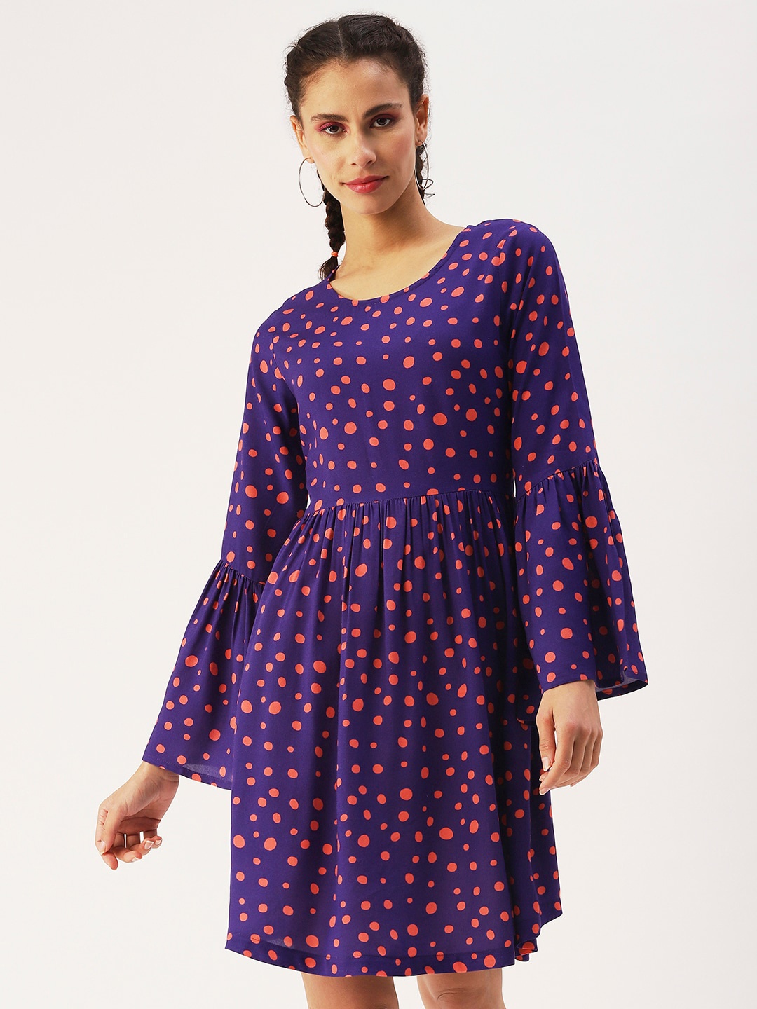 

DressBerry Abstract Printed Fit & Flare Dress, Purple