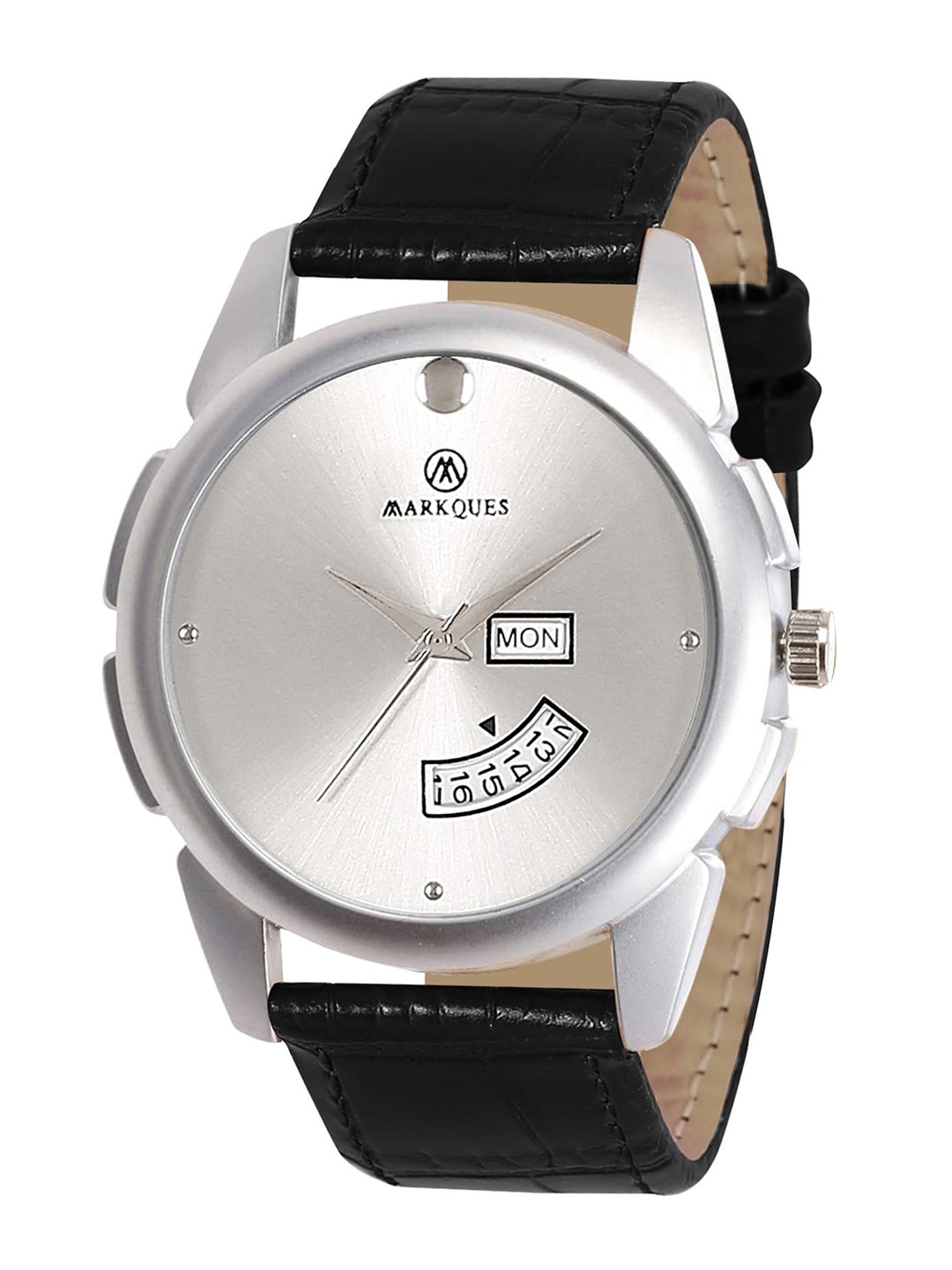

MARKQUES Men Leather Straps Analogue Multi Function Watch, Silver