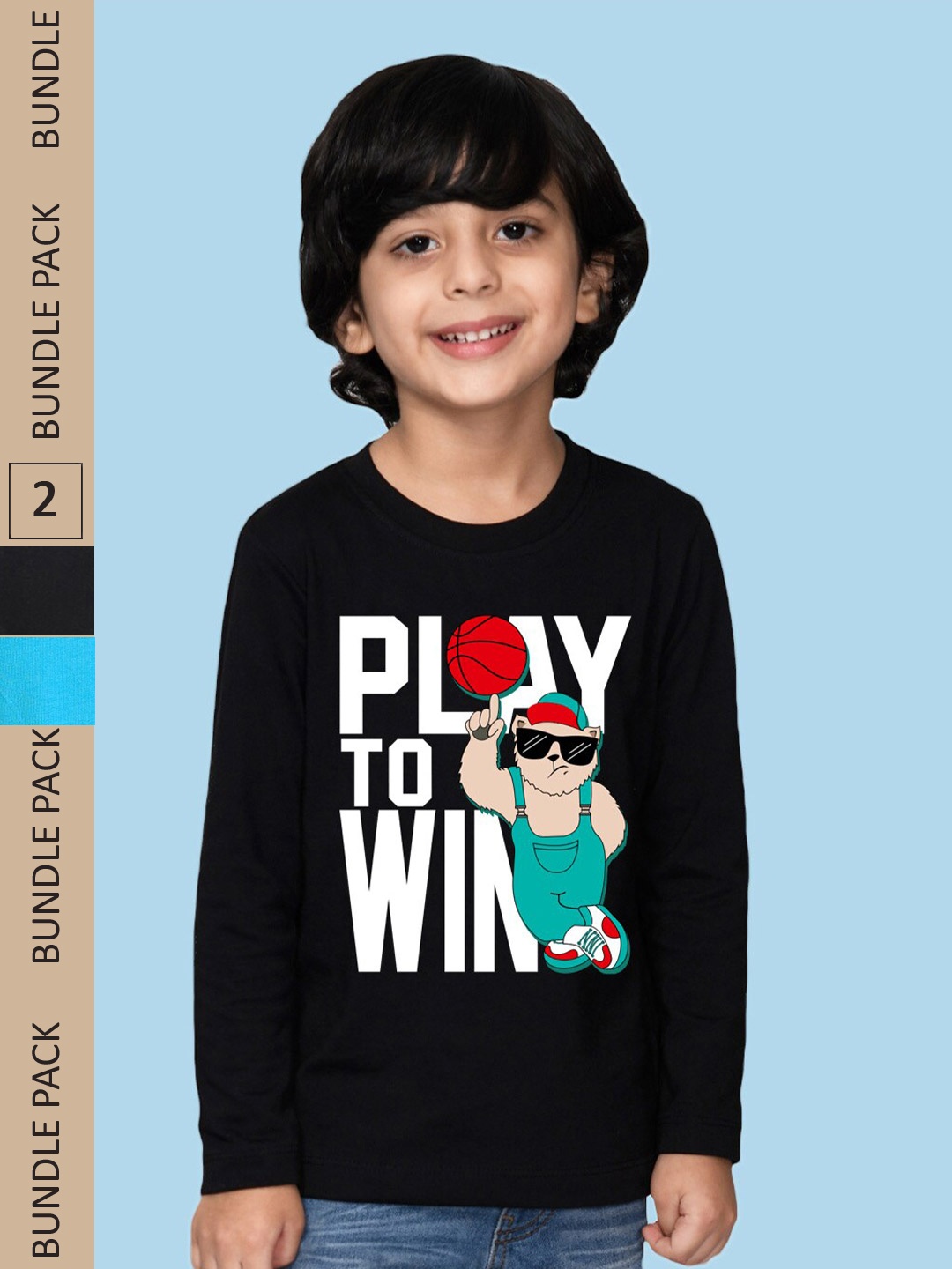 

NUSYL Boys Pack of 2 Printed T-shirts, Black