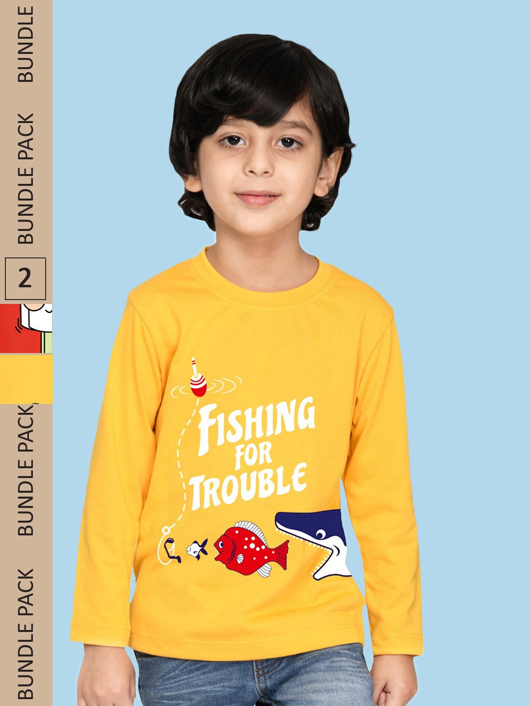 

NUSYL Boys Pack of 2 Printed T-shirts, Yellow
