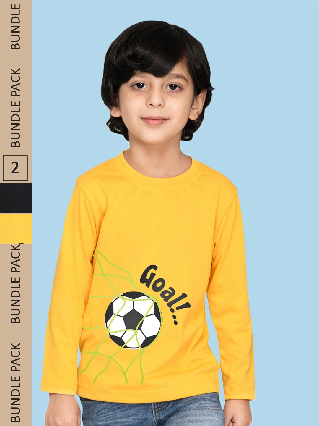 

NUSYL Boys Pack of 2 Printed T-shirts, Yellow