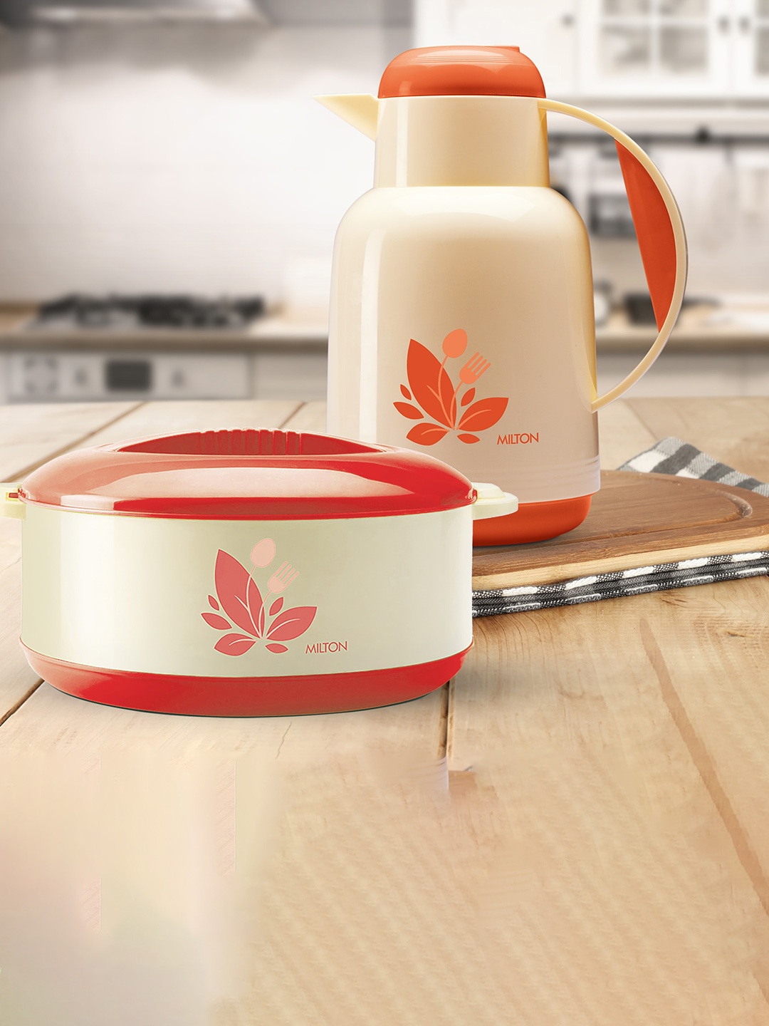 

Milton Trophy Orange 2Pcs New Orchid 1500 Casserole 1.26 l & Nancy 1000 Flask 1 Litre
