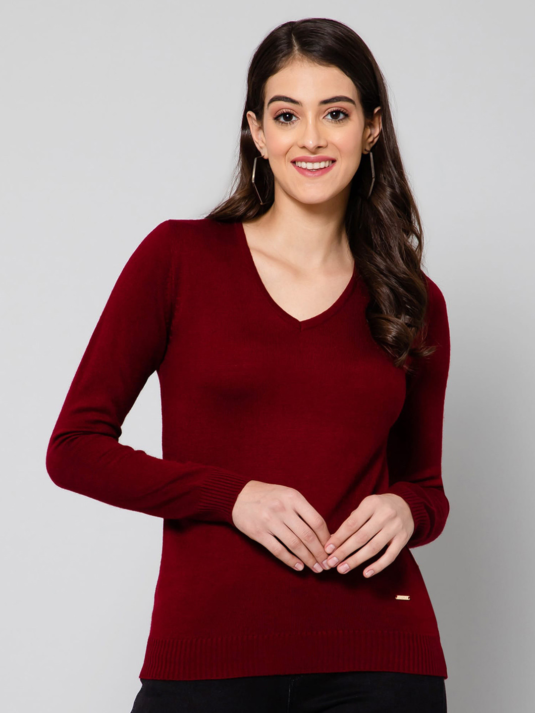 

Crozo By Cantabil Full Sleeves Acrylic Pullover, Maroon