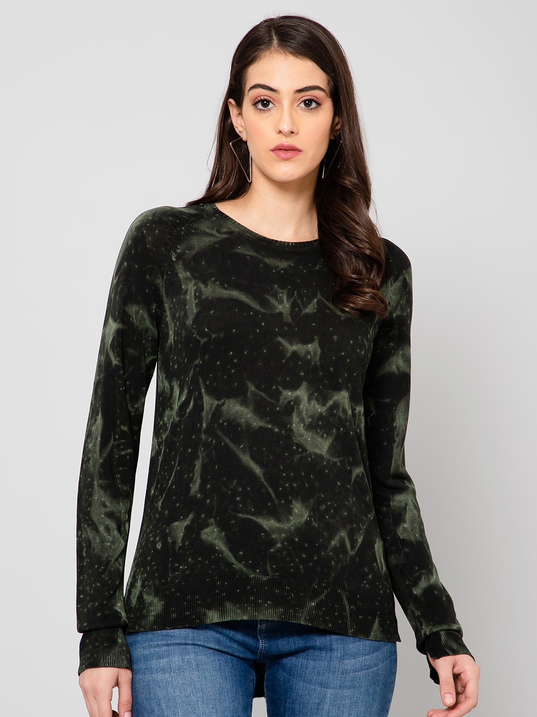 

Crozo By Cantabil Printed Wool Pullover, Olive