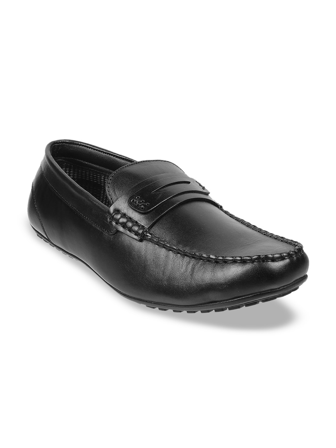 

Mochi Men Textured Leather Loafers, Black