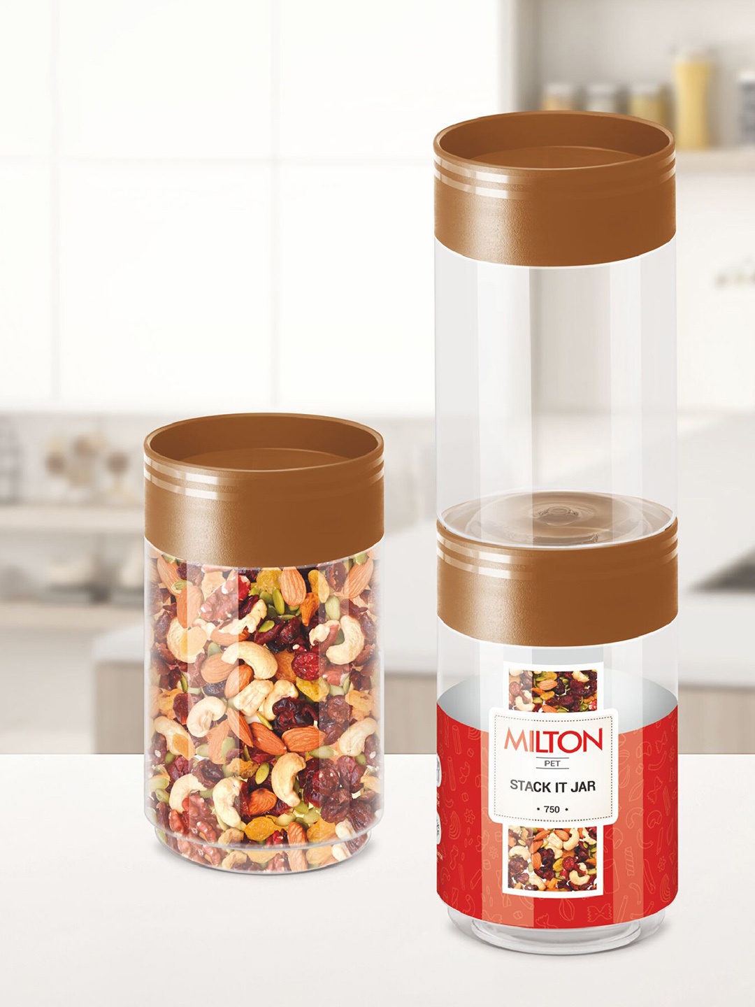 

Milton Stack IT Snack 750 Brown Set Of 3 Food Storage Jar 680 ml Each