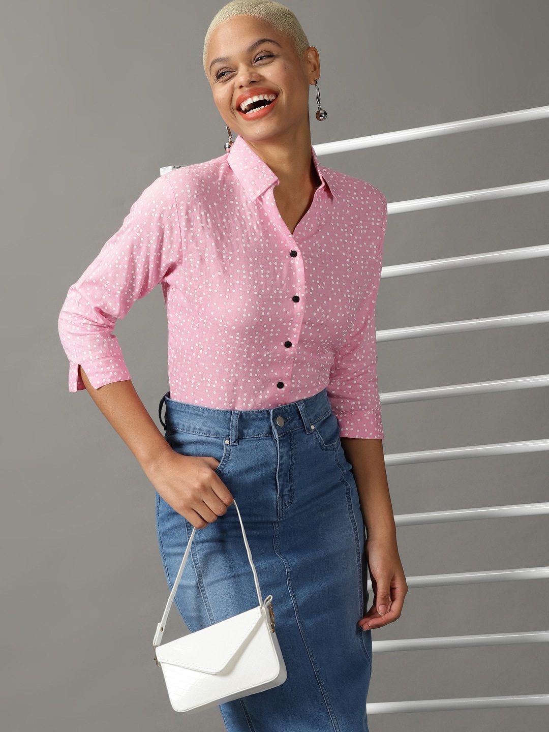 

SHOWOFF Women Printed Casual Shirt, Pink