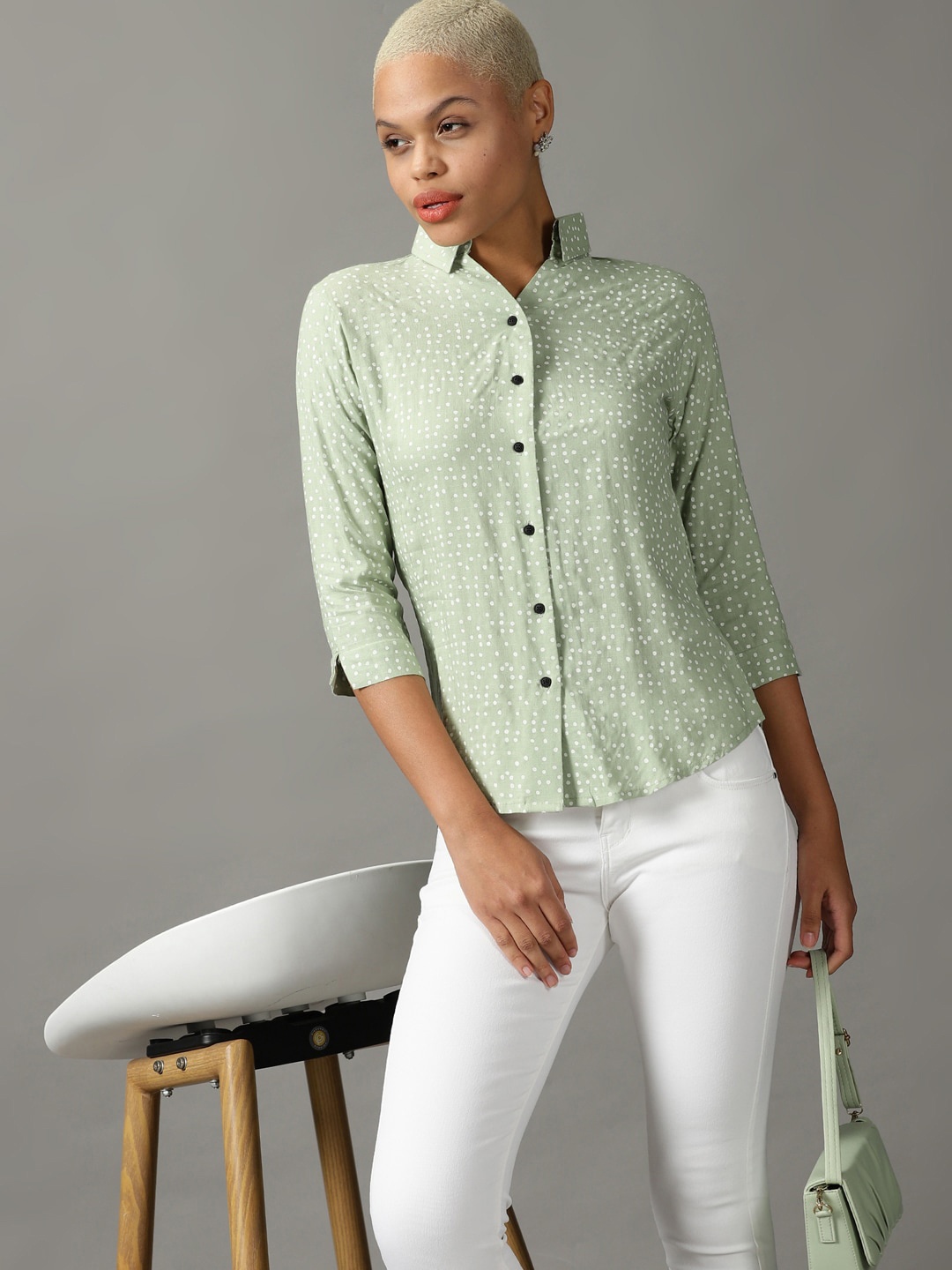 

SHOWOFF Women Printed Casual Shirt, Green