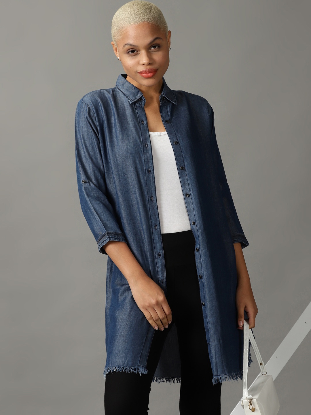 

SHOWOFF Women Cotton Casual Shirt, Navy blue