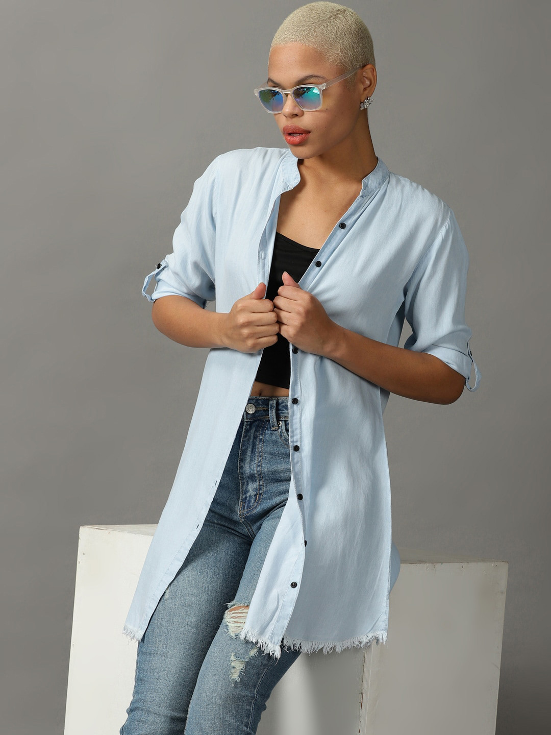 

SHOWOFF Women Cotton Casual Shirt, Blue