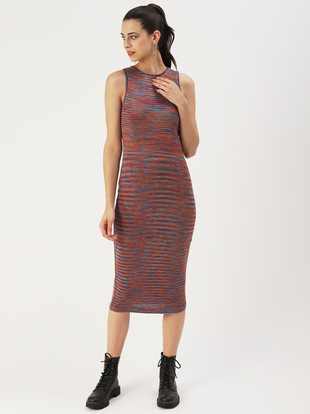 

4WRD by Dressberry Sleeveless Bodycon Midi Dress, Coral