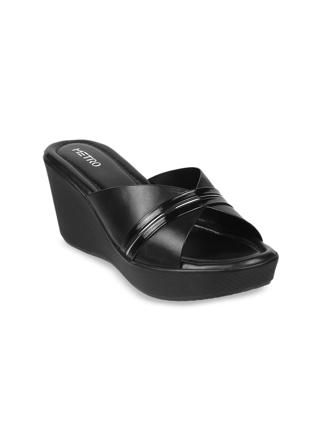 

Metro Open-Toe Wedge Heels, Black