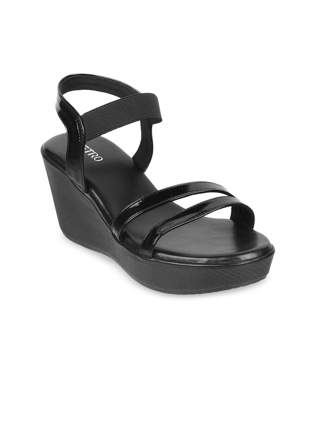 

Metro Open-Toe Wedge Heels, Black