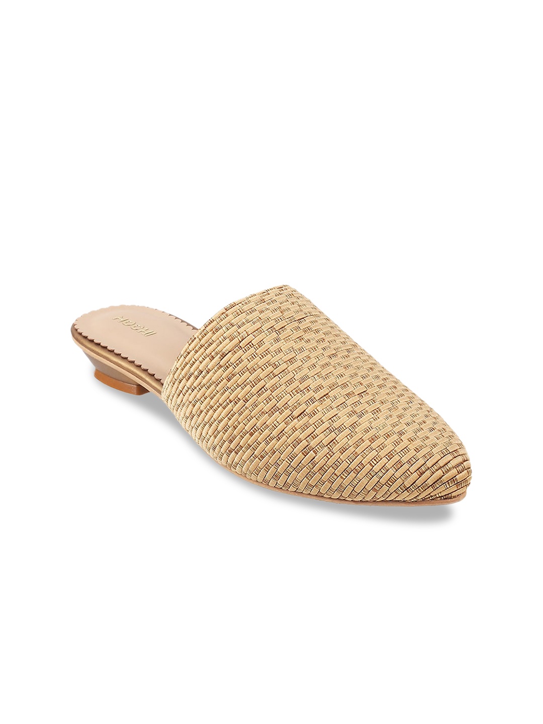 

Mochi Women Woven Design Mules, Gold