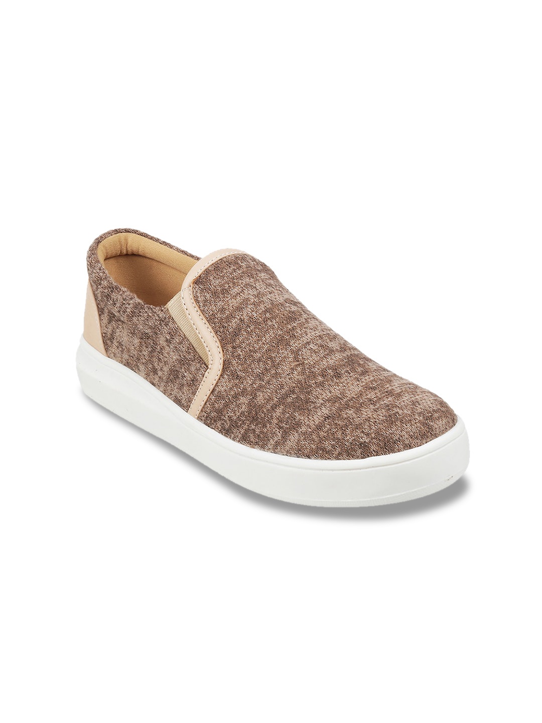 

Mochi Women Woven Design Slip-On Sneakers, Beige