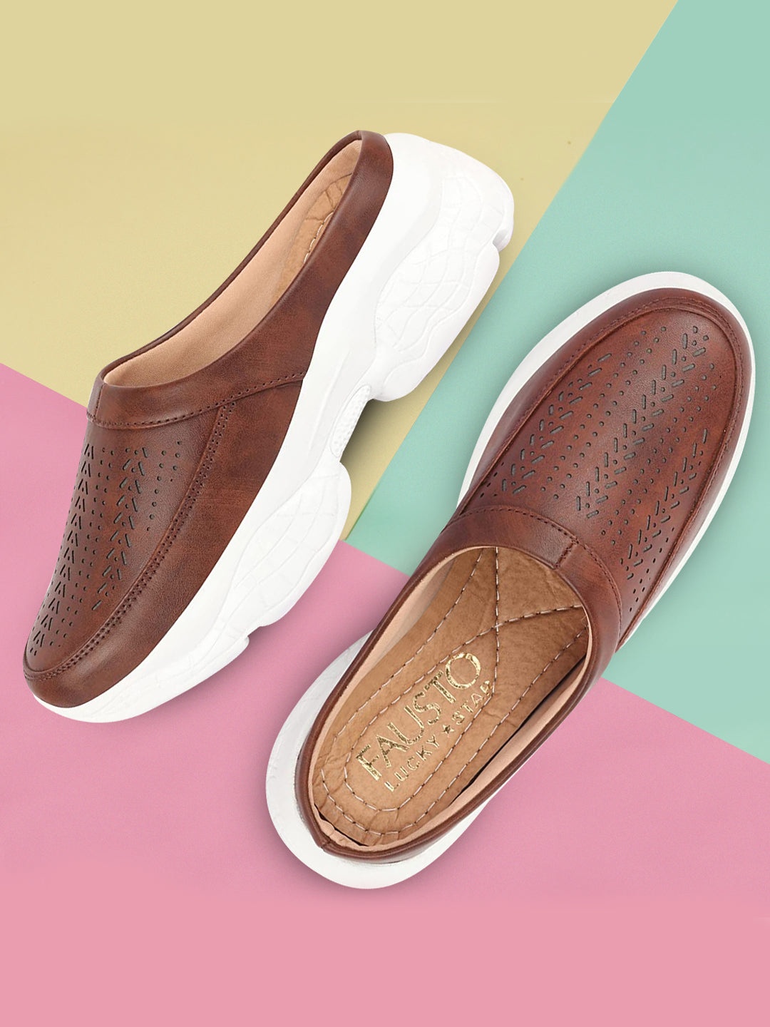 

FAUSTO Women Mule Sneakers, Brown