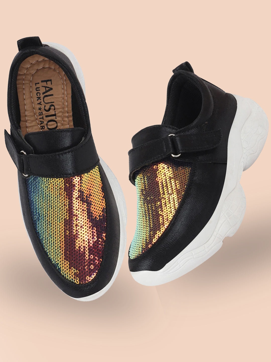 

FAUSTO Women Woven Design Slip-On Sneakers, Black