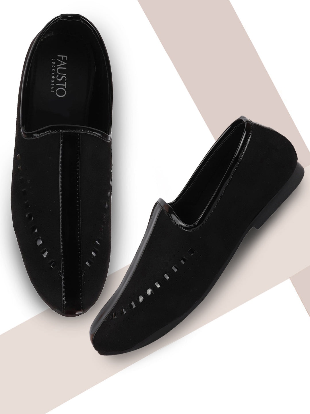 

FAUSTO Men Textured Velvet Slip-On Sneakers, Black