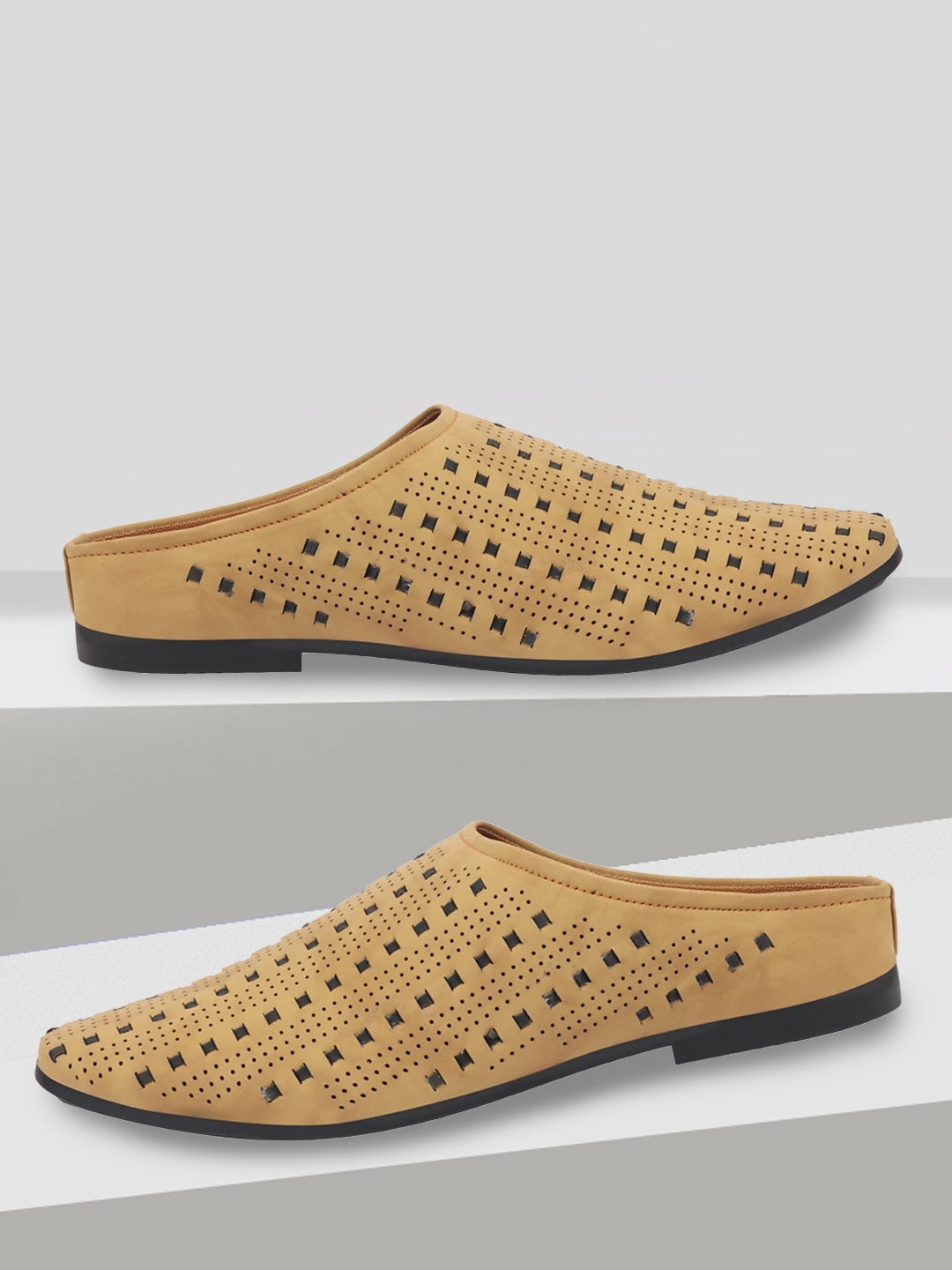 

FAUSTO Men Perforations Lightweight Mule Sneakers, Beige
