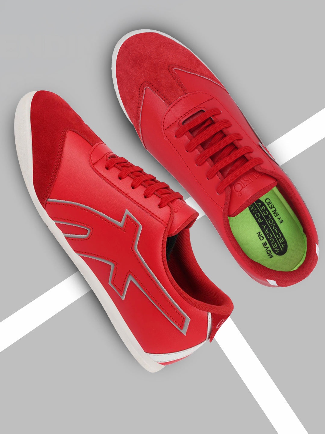

FAUSTO Men Printed Lace-Ups Sneakers, Red