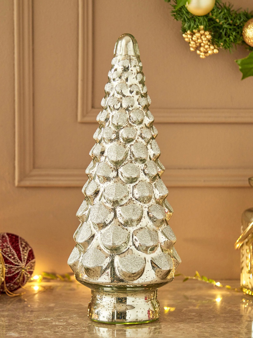 

Home Centre Silver-Toned Shimmery Christmas Tree Glass Figurine