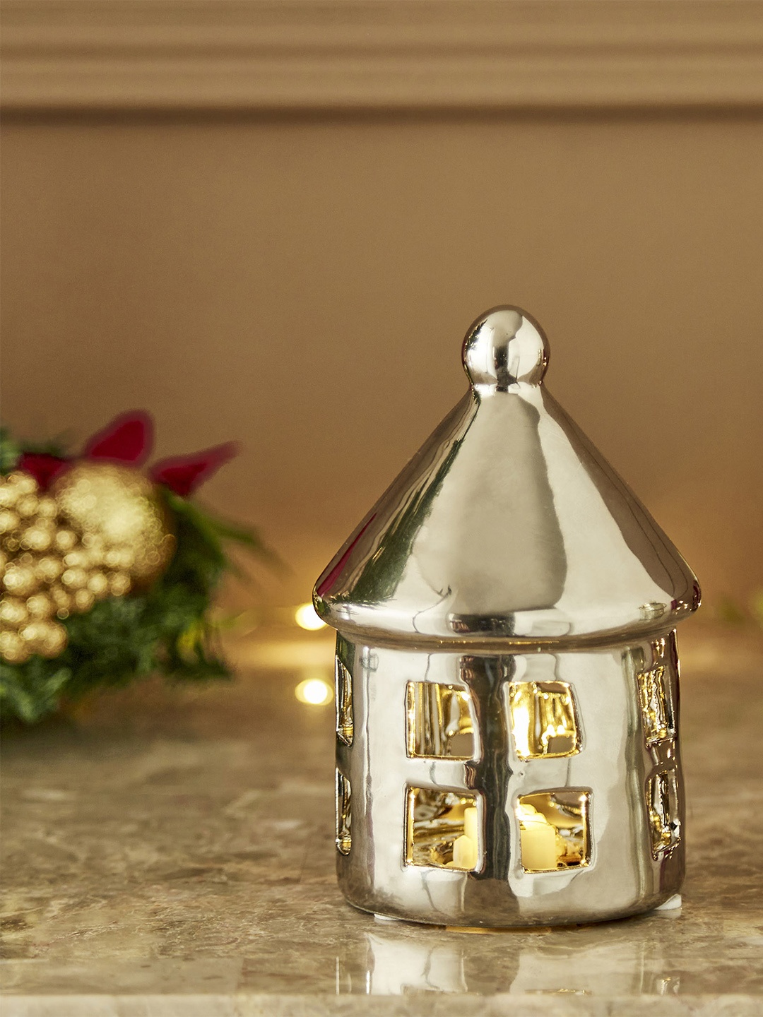 

Home Centre Carols Silver Ceramic Mini House Table Accent
