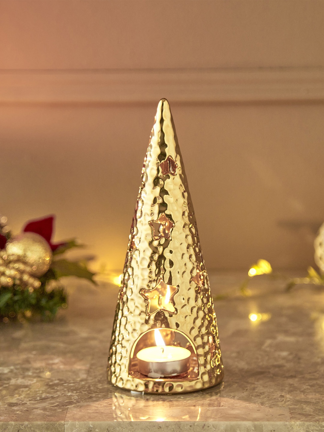 

Home Centre Carols Gold Hammered Tree Table Accent