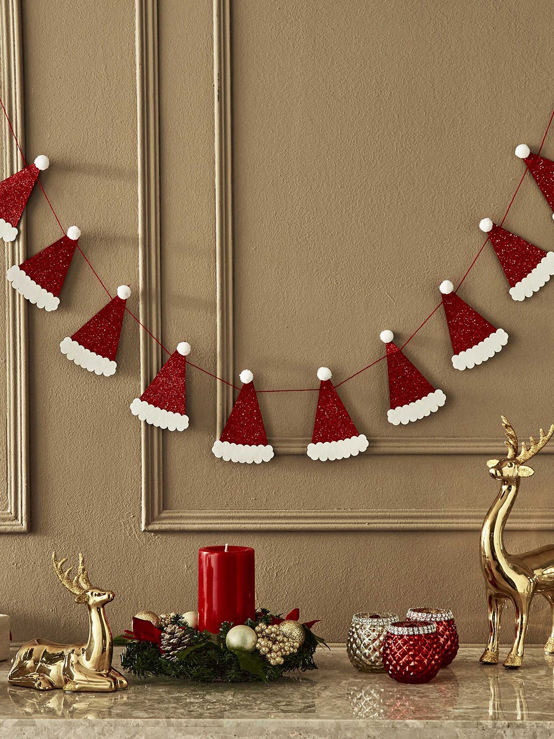 

Home Centre Carols Red and White Santa Hat Acrylic Christmas Garland-100cm