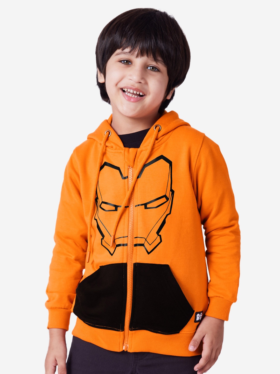 

The Souled Store Boys Cotton Printed Hooded Sweatshirt, Orange