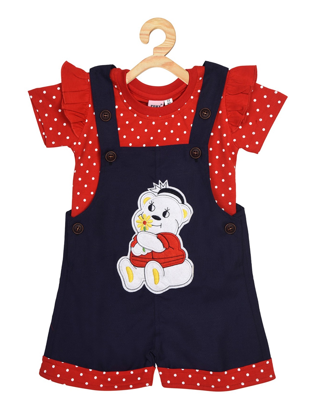 

POMY & JINNY Girls Printed Cotton Dungarees, Blue