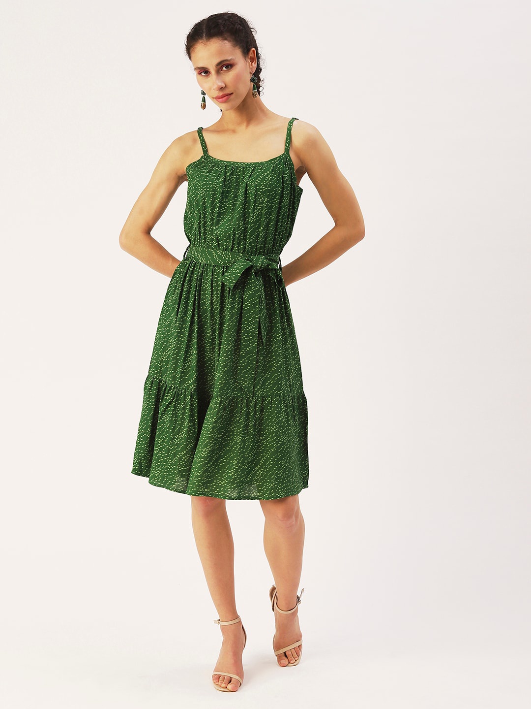 

DressBerry Shoulder Straps Floral Dress, Green