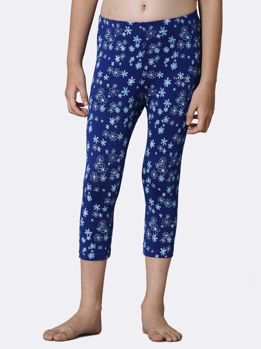 

Van Heusen Girls Bloom AOP Allover Print High Rise Ultra Soft Capri Pants, Blue