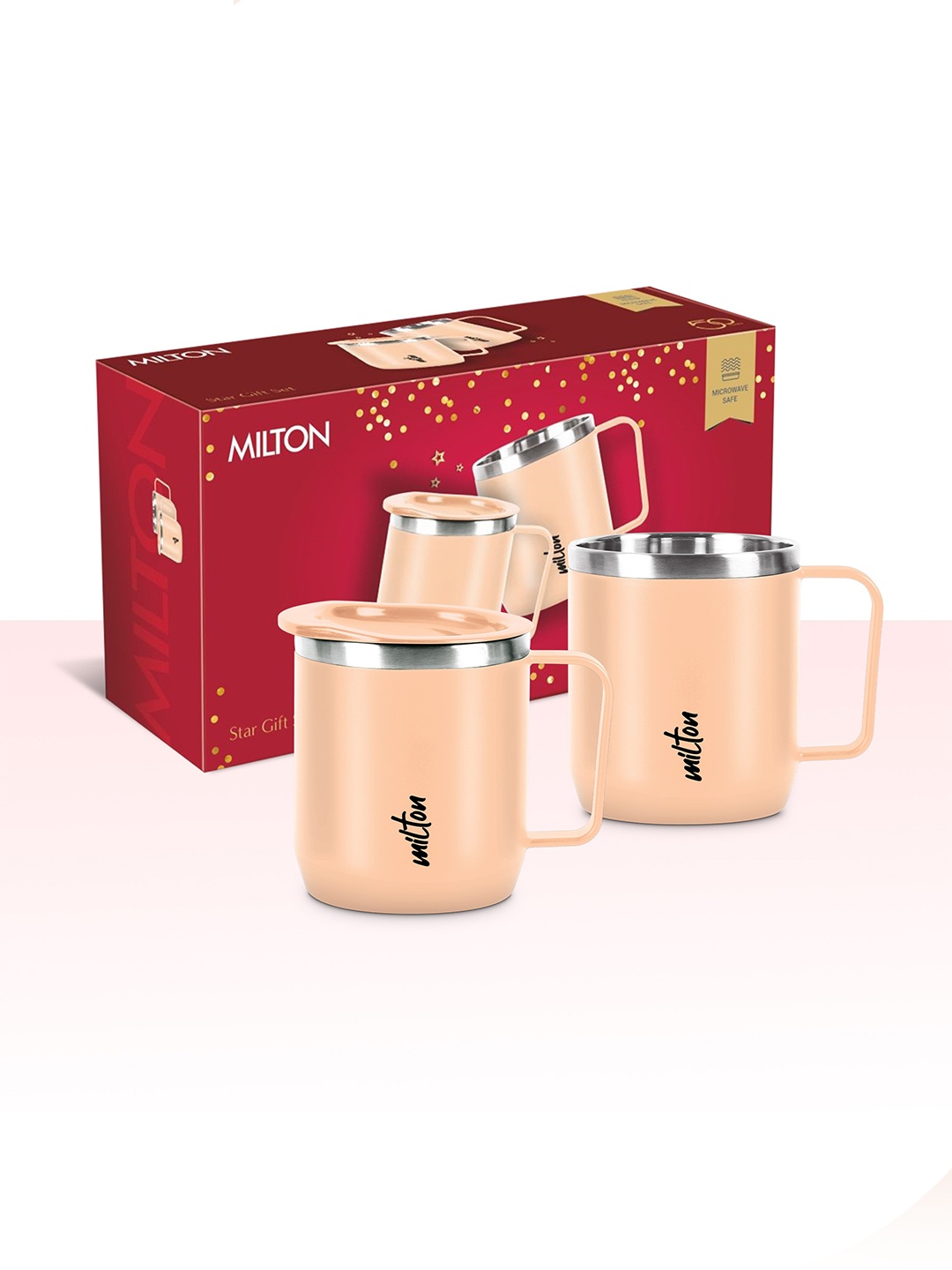 

Milton Star Gift Set Peach 2 Pieces Double Walled Stainless Steel Matte Mugs 285 ml Each